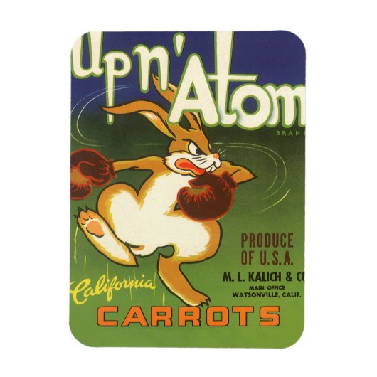 label Art boxing Rabbit, boven op Atom Carrots Magneet (Verticaal)