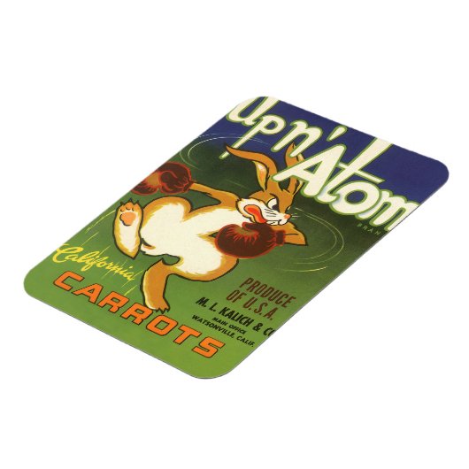  label Art boxing Rabbit, boven op Atom Carrots Magneet (Linkerzijde)