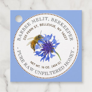 Label bewerkbare honing Beschrijving blauwe bloem