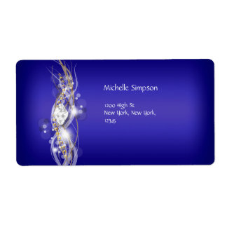 Label Blauw Witte Gouden Diamant Adres