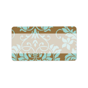 Label bruin- en Tiffany Damask-mailadres