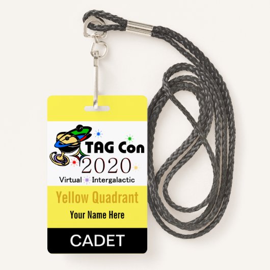 LABEL CON 2020 - Geel kwadrant - Cadet Badge (Voorkant met draagriem)