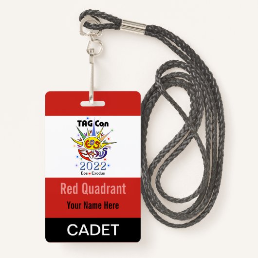 LABEL Con 2022 - Rood kwadrant - Kadetbadge Badge (Voorkant met draagriem)