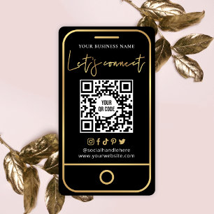 Label - Dell Social Media Black & Gold QR-Visiteka