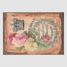  label en illustraties Shabby Chic Tissuepapier