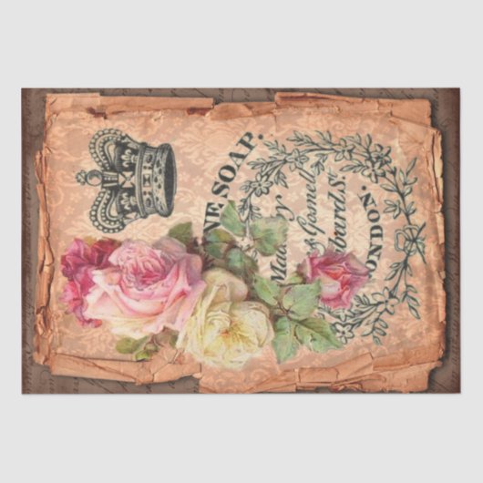  label en illustraties Shabby Chic Tissuepapier (Voorkant)