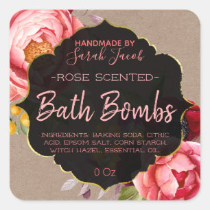 label Floral Kraft Bath Bomb
