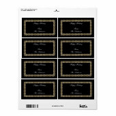 Label Gift Sticker Gouden Trim op Zwart (Full Sheet)