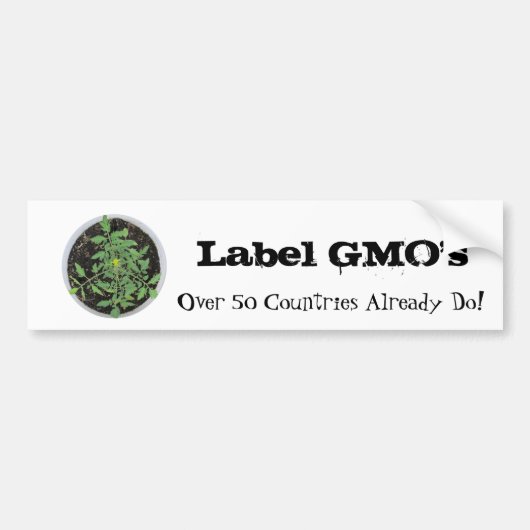 Label GMO's Tomato Plant Peace Sign Bumpersticker (Voorkant)