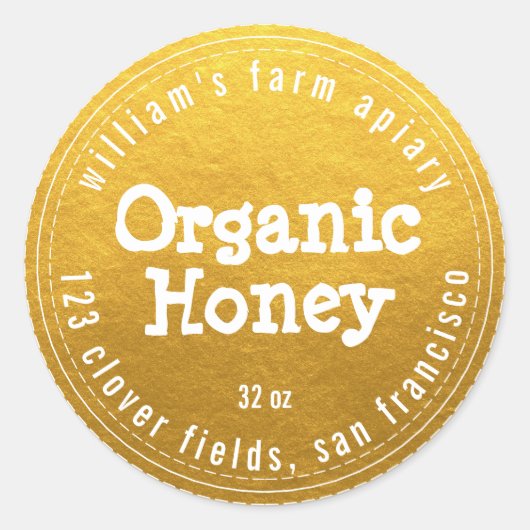 Label honingpot bijenhouderij klassiek goud (Voorkant)