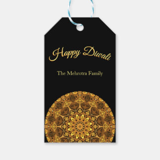 Label in Bright Gold Diwali Indian Pattern Cadeaulabel