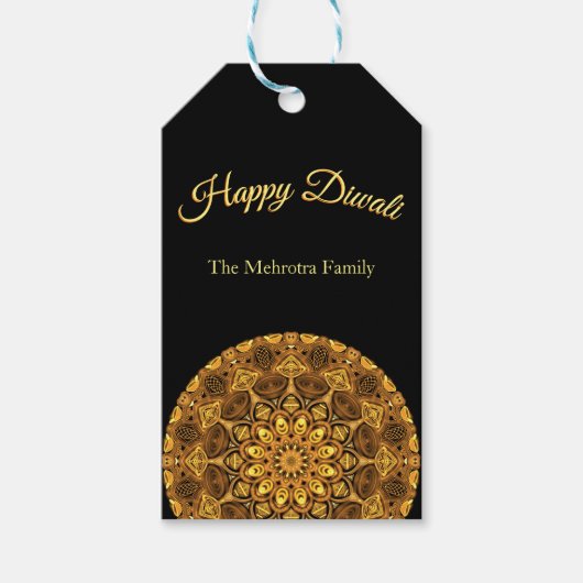 Label in Bright Gold Diwali Indian Pattern Cadeaulabel (Voorkant)