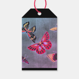 Label JAPANESE BUTTERFLIES OP ZWART Cadeaulabel