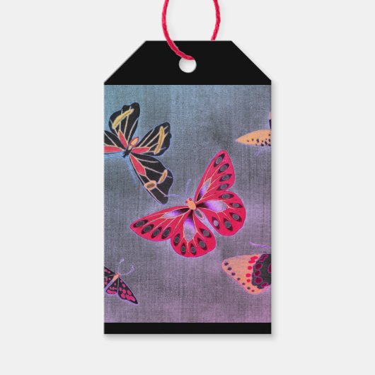 Label JAPANESE BUTTERFLIES OP ZWART Cadeaulabel (Voorkant)