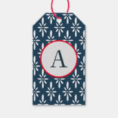 Label JAPANESE PATROON IN BLAUW INITIAAL Cadeaulabel (Voorkant)