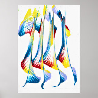 Label langs 2 gevederde Abstract Poster Print