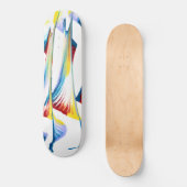 Label langs 2 gevederde Abstracte skateboard deck (Voorkant)