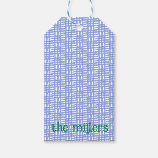 Label met blauw patroon cadeaulabel (Voorkant)