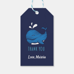 Label met blauwe schotel cadeaulabel