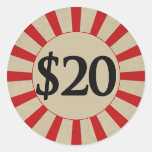 label met een ronde prijs van $20 (dollar)