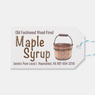 Label met houten kraan en emmer cadeaulabel