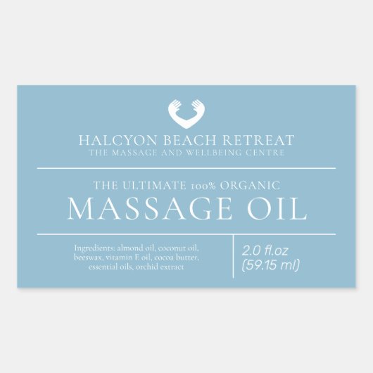 Label met ingrediënten voor schoonheidsmassageolie (Voorkant)