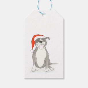 Label met kerstcadeau voor Staffie Cadeaulabel