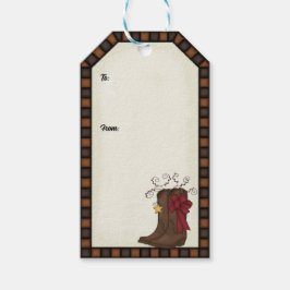 Label met kerstcadeautjes - Cowboy Boots Cadeaulabel