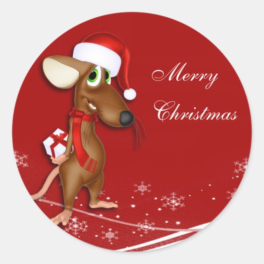 Label met kerstmuis (Voorkant)
