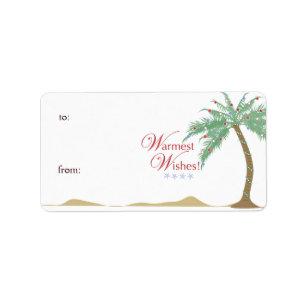 Label met kerstpalmboom