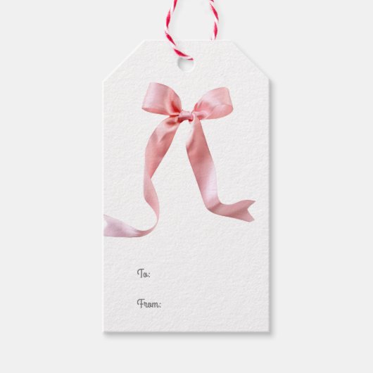 Label met roze boog cadeaulabel (Voorkant)