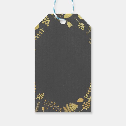 Label met touw en gouden bloem cadeaulabel (Achterkant)