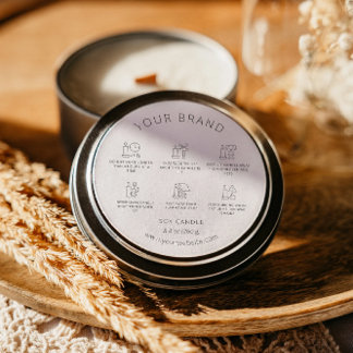 Label met waarschuwingen voor kaarsen en instructi