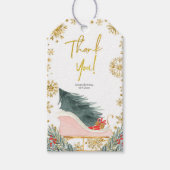 Label met winterkerstroze hoes voor cadeautjes cadeaulabel (Voorkant)