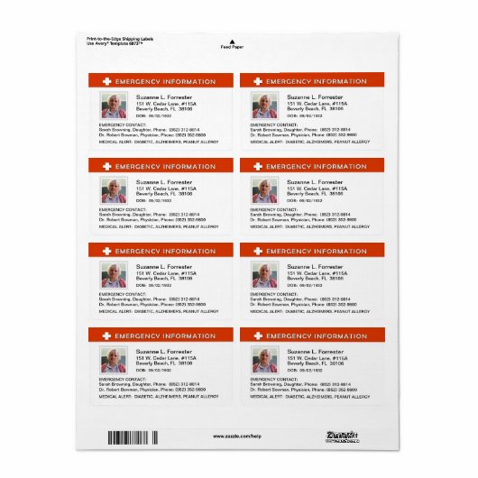 Label - Noodinformatie Contact en Medisch ID (Full Sheet)