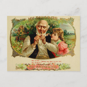 label op de doos briefkaart