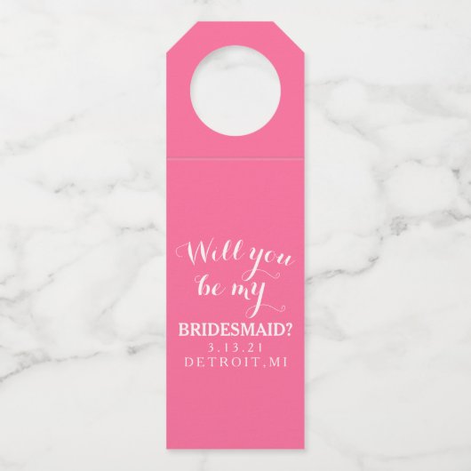 Label op de fles - word je mijn bruidsroze (Voorkant)