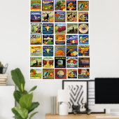  label patchwork afdrukken poster (Thuiskantoor)