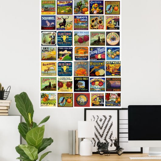  label patchwork afdrukken poster (Thuiskantoor)