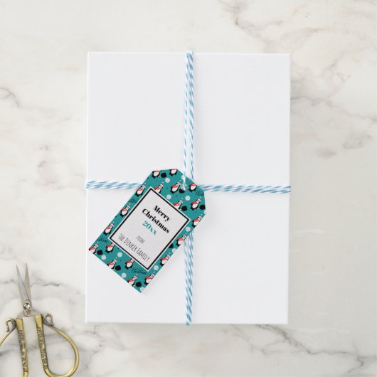 label 🐧 Pickleball Vrolijk kerstfeest Cadeaulabel (Met Touw)