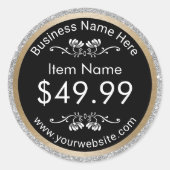 Label prijs | Moderne, zilveren glitter Gold Borde (Voorkant)