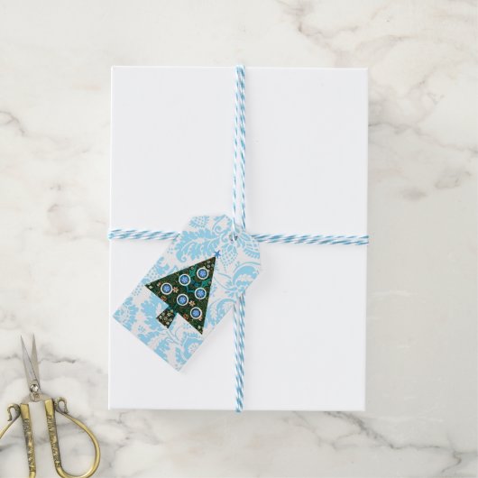 Label Retro kerstbomen Cadeaulabel (Met Touw)