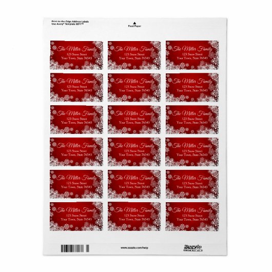 Label Rood kerstretouradres (Full Sheet)