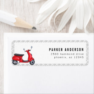 Label rood scooter thema