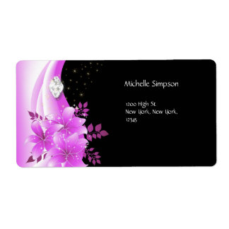 Label Roze Zwart Bloemendiamant Sieradres