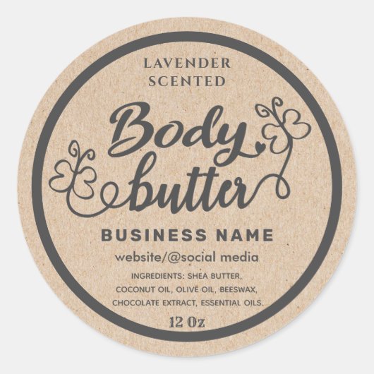label schattig Kraft-script-vlinder (Voorkant)
