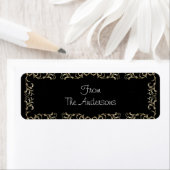 Label Sticker Goud Bloemmotief op Zwart (Insitu)