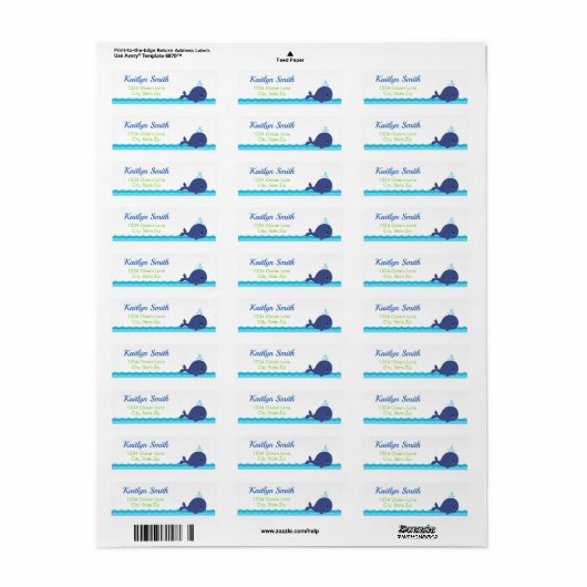 Label terugzendadres walvis (Full Sheet)
