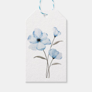 Label van blauwe bloem cadeaulabel