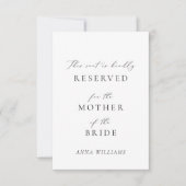 Label van de evenementenstoel, gereserveerd label  kaart (Voorkant)